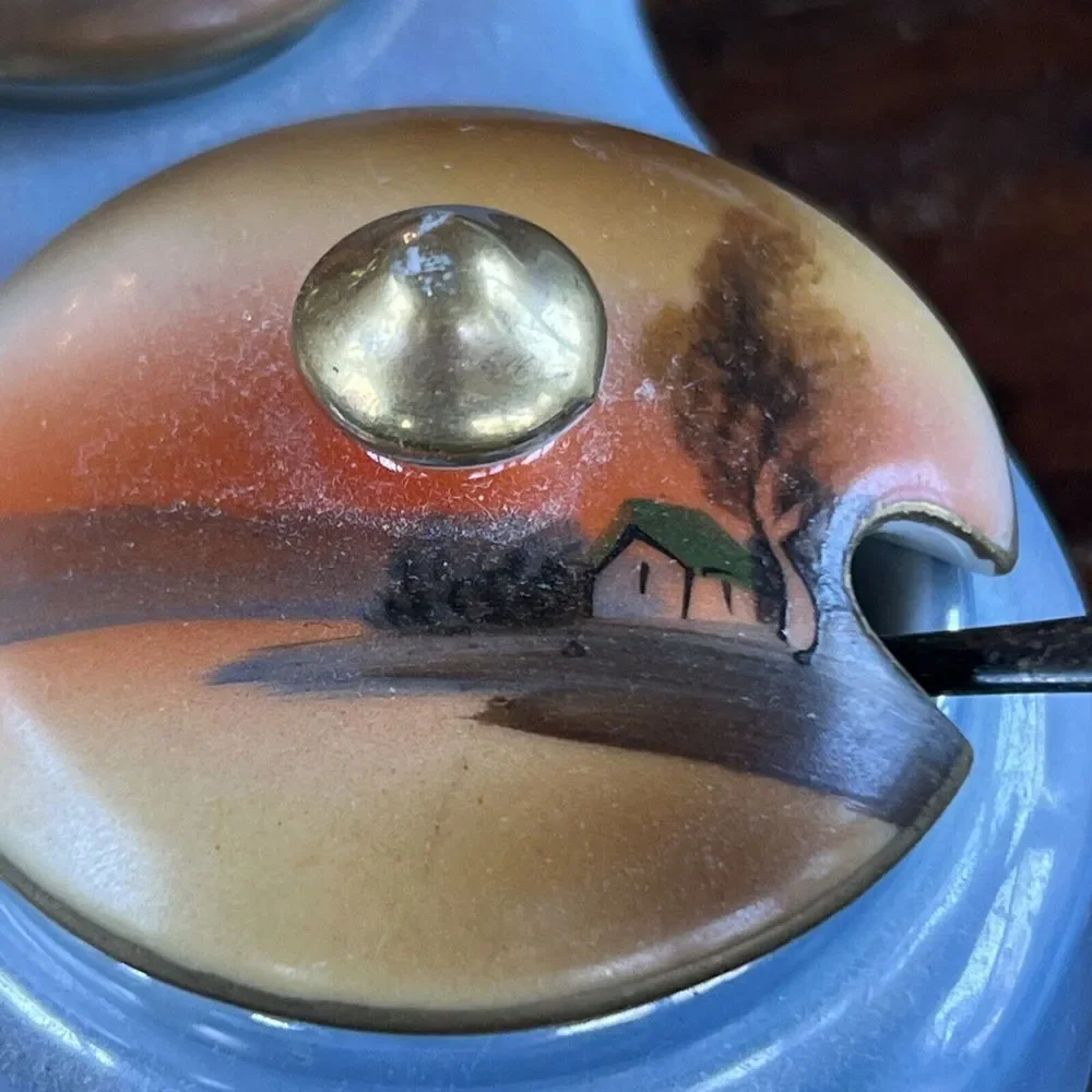 Vintage Lusterware Condiment Set Salt‎ Pepper Mustard Japan - Picture 4 of 14